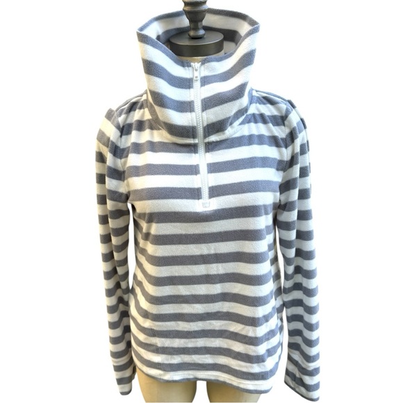 Telluride Clothing Company Quarter Zip Fleece Striped Sweater Small Mock Neck - Picture 1 of 8